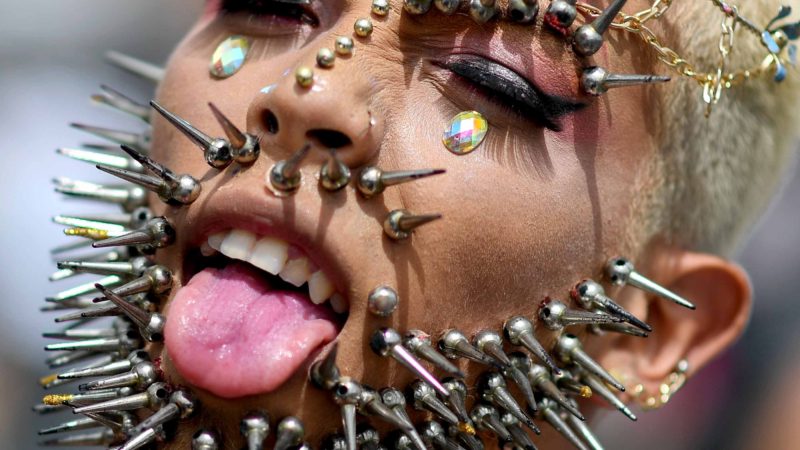 A reveler takes part in the 19th Gay Pride Parade at downtown Caracas on June 30, 2019. (Photo by Federico PARRA / AFP)