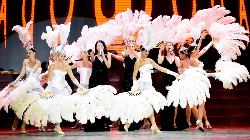 (190810) -- BEIJING, Aug. 10, 2019 (Xinhua) -- Performers stage a song and dance show as one of the summer night time performances at the Beijing World Park in Beijing, capital of China, Aug. 9, 2019. A series of summer night time events and performances are held here from June 28 to Oct. 7 to give visitors a fantastic audio-visual experience. (Xinhua/Ren Chao)