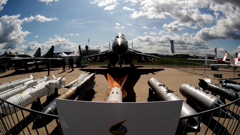 BEIJING -- A MiG-35 fighter is on display during the international aviation and space salon MAKS 2019 in Zhukovsky, Russia, Aug. 27, 2019. The air show started on Tuesday. Xinhua/RSS.