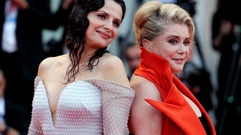  VENICE-- Juliette Binoche and Catherine Deneuve (R) pose on the red carpet of the opening ceremony of the 76th Venice International Film Festival in Venice, Italy, Aug. 28, 2019. The 76th Venice International Film Festival kicked off here on Wednesday. Xinhua/RSS.