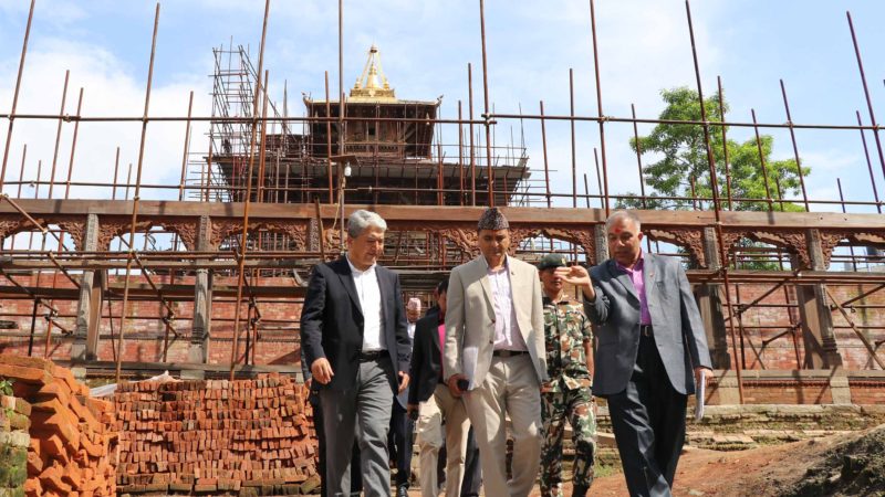 त्रिपुरेश्वर महादेव मन्दिरको गजूर पुनस्र्थापना