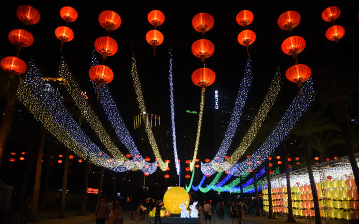 Colorful lanterns are displayed during a lantern fair celebrating the Mid-Autumn Festival at Victoria Park in Hong Kong, south China, Sept. 11, 2019. The Mid-Autumn Festival falls on Sept. 13 this year. Xinhua/RSS