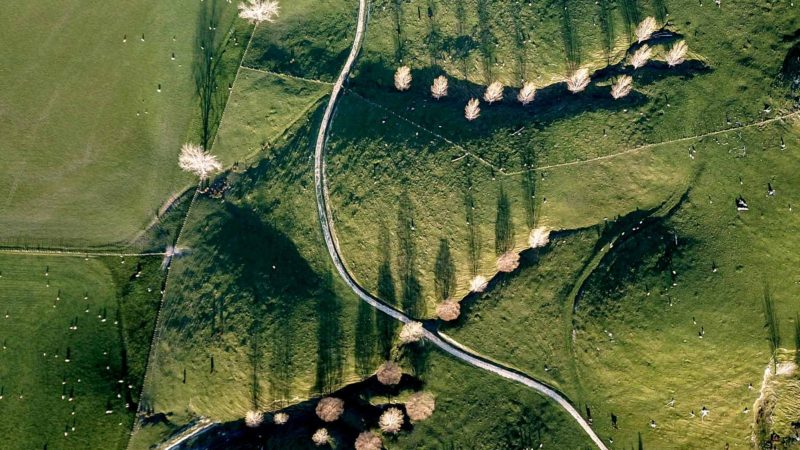 WELLINGTON-- Aerial photo taken on Sept. 21, 2019 shows sheep grazing in the countryside of Wellington, New Zealand. New Zealand enters spring in the southern hemisphere. Xinhua/RSS.