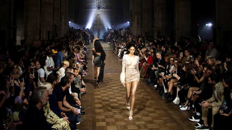 Models wear creations by Julien Macdonald at the Spring/Summer 2020 fashion week runway show in London, Monday, Sept. 16, 2019. (Photo by Vianney Le Caer/Invision/AP)