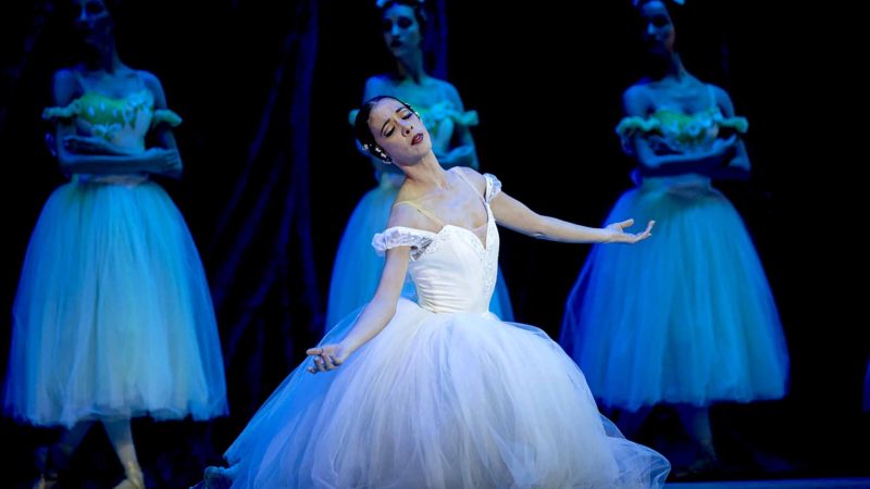 Ballet dancers perform during a gala for the King of Spain Felipe VI and Queen Letizia at the Alicia Alonso Grand Theater in Havana, Cuba, Tuesday, November 12, 2019. (AP Photo/Ismael Francisco)