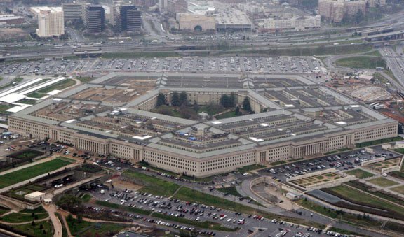 An aerial view of the Pentagon is seen in Washington. Amazon must decide soon if it will protest the Pentagons awarding of a $10 billion cloud computing contract to rival Microsoft on Oct. 25, 2019, with one possible grievance being the unusual attention given to the project by President Donald Trump. AP Photo/RSS