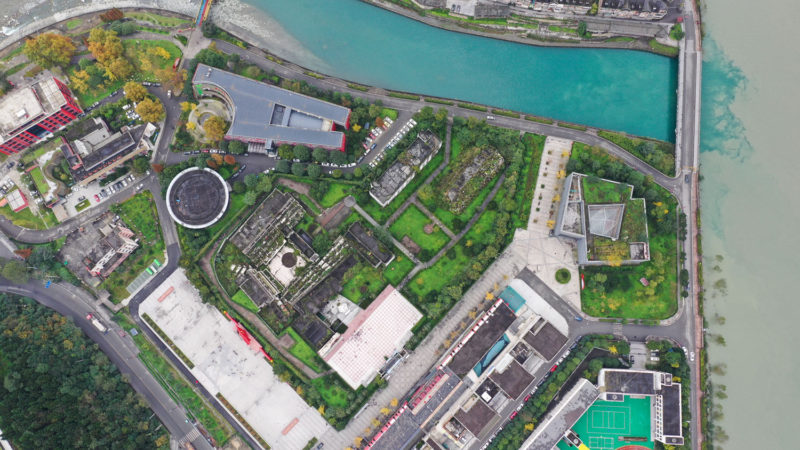 Aerial photo taken on Nov. 12, 2019 shows a view of Yingxiu Town, Wenchuan County, southwest China's Sichuan Province. Yingxiu Town, the epicenter of the magnitude-8.0 quake on May 12, 2008, is now a new city that has sprung up from the ruins with many restaurants, teahouses and local specialty shops. Benefiting from the Chinese government's reconstruction work, it is also a new tourist attraction with complete infrastructure and tourism functions. Xinhua/RSS