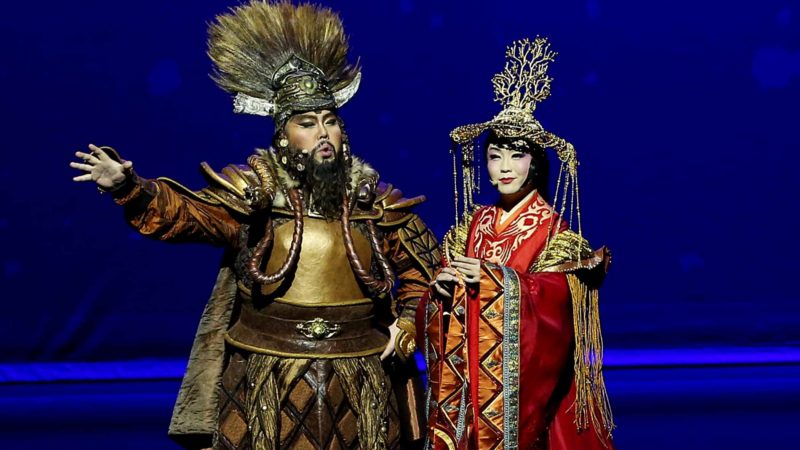 SAN DIEGO (U.S.) -- Artists perform during the Chinese musical "Lady Zhaojun" in San Diego, the United States, on Dec. 1, 2019. "Lady Zhaojun", starring Chinese singer Li Yugang, presented its U.S. premiere here Sunday night. A contemporary interpretation of the classic story of Wang Zhaojun, one of China's legendary ancient beauties, the production is a grand musical that incorporates the music and dance styles of Inner Mongolia and the Han Dynasty. Xinhua/RSS.