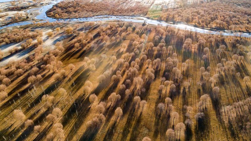  LHASA -- Aerial photo taken on Dec. 8, 2019 shows the scenery along the Yarlung Zangbo River in southwest China's Tibet Autonomous Region. (Xinhua/Purbu Zhaxi)
