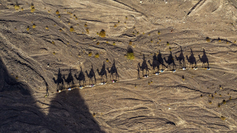 People ride on camels during the Jewish holiday of Hanukkah, in the desert near the southern Israeli city of Eilat, Thursday, Dec. 26, 2019. (AP Photo/Oded Balilty)