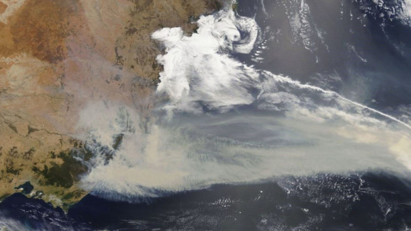 This Jan 2, 2020, photo captured by NASA's Terra satellite and made available by the Moderate Resolution Imaging Spectroradiometer (MODIS), shows thick smoke blanketing southeastern Australia along the border of Victoria and New South Wales. More than 200 fires are  burning in Australia's two most-populous states. Blazes have also been burning in Western Australia, South Australia and Tasmania. (NASA via AP)