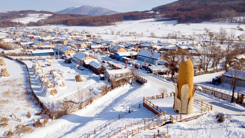SHULAN-- Aerial photo shows the snow scenery in Ma'anling Village of Shulan City, northeast China's Jilin Province, Jan. 21, 2020. With abundant resources of ice and snow, Shulan City enriches local people by developing popular tourist destinations in winter. (Xinhua/Zhang Nan)