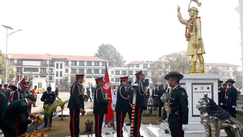 जङ्गी अड्डामा राष्ट्र निर्माताप्रति सलामी अर्पण