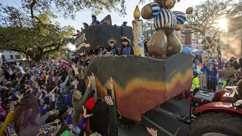 Over one thousand members of the Krewe of Muses celebrates its 20th year as it rolls on 26 floats on the uptown route with the theme '2020 Visions-NostradaMuse Sees All' in New Orleans, La. Friday, Feb. 21, 2020. Photo/RSS