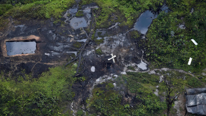 This aerial view shows the impact of illegal mining in Tumaco, Narino Department, Colombia, on February 26, 2020. (Photo/RSS