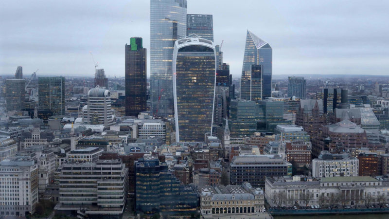 (200131) -- LONDON, Jan. 31, 2020 (Xinhua) -- Photo taken on Jan. 31, 2020 shows a view of buildings in the City of London, in London, Britain. Britain will leave the European Union (EU) on Jan. 31, 2020. (Photo by Tim Ireland/Xinhua)