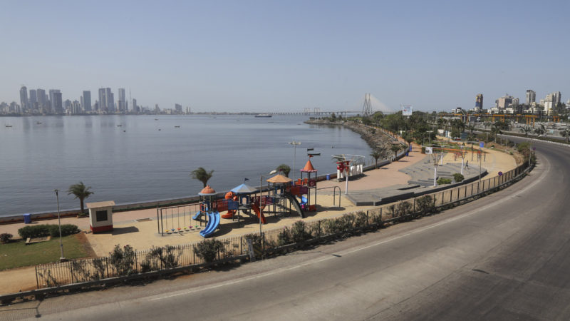 This photo shows an empty playground in Mumbai, India, March 22, 2020. (AP Photo/RSS)