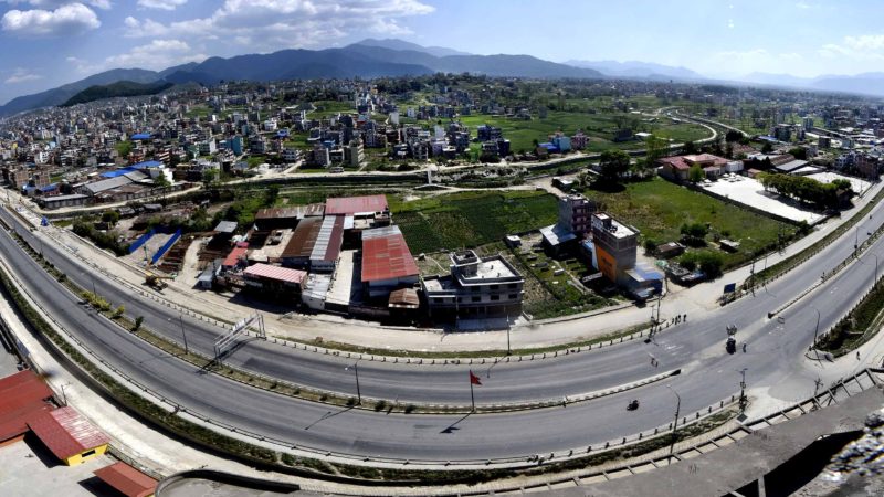 Empty Road: A merged picture of empty road from Sallaghari to Thimi chwok during lockdown on Friday. Photo/ Chandra Shekhar Karki.