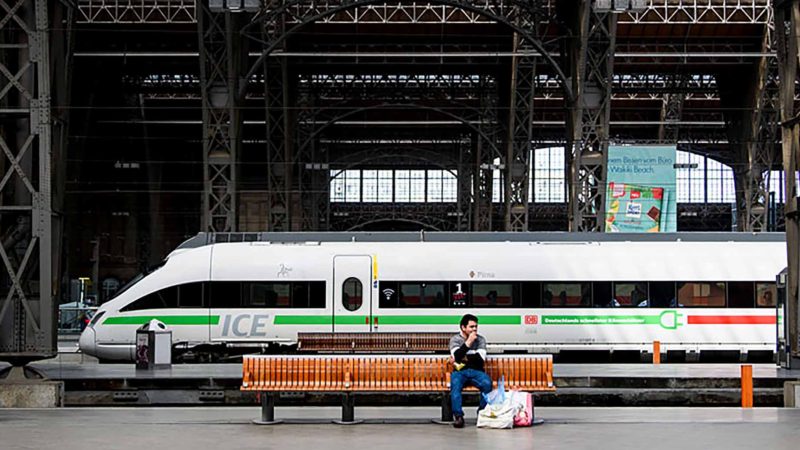 (200405) -- LEIPZIG, April 5, 2020 (Xinhua) -- A passenger waits for a train at an empty platform at the main train station of Leipzig, eastern Germany, April 4, 2020. More than 89,300 COVID-19 cases and at least 1,250 deaths have been registered as of Saturday afternoon across Germany, according to evaluations of the German Press Agency (DPA) which took into account the latest figures from all federal states. (Photo by Kevin Voigt/Xinhua)