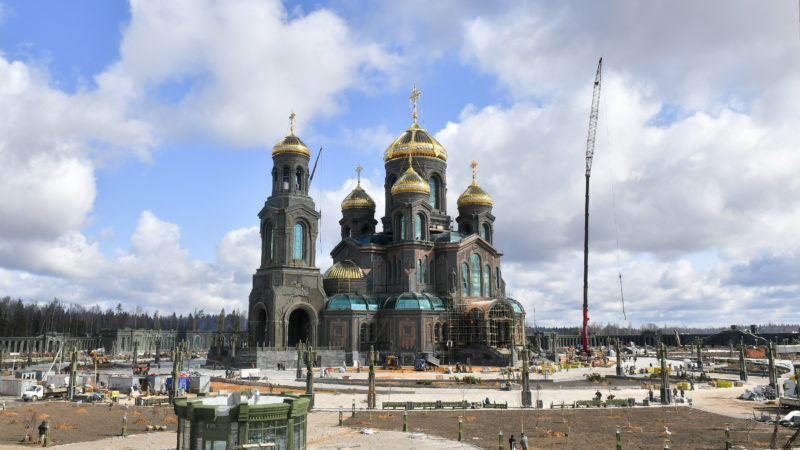 A view on the new Cathedral of Russian Armed Forces in the Patriot Park outside Moscow, Russia. The new church, being built by Russia's Defense Ministry, is set to open on May 9 to mark the Victory day. Photo/RSS