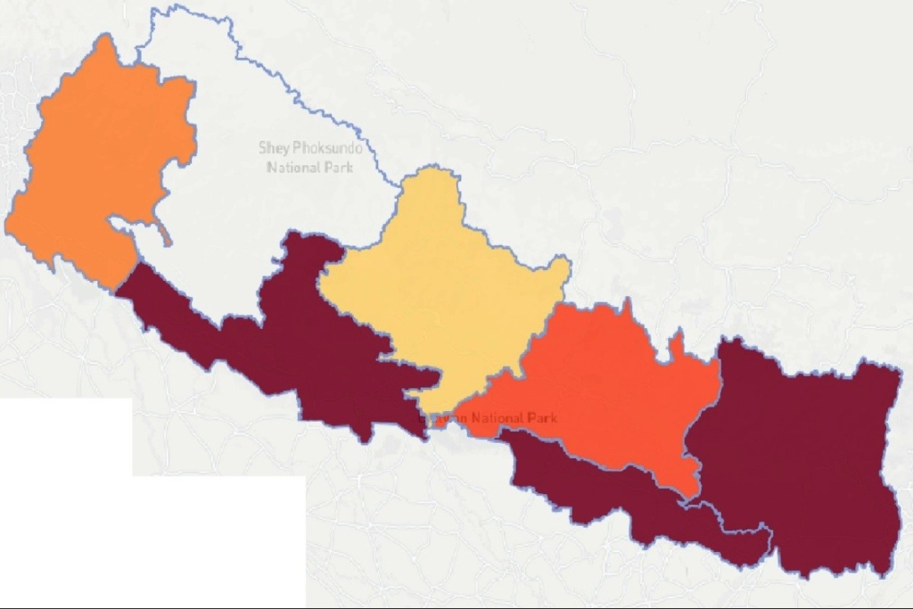 काेराेना संक्रमण देखिएका नेपालका प्रदेश। कर्णालीमा मात्रै काेराेना देखिएकाे छैन।