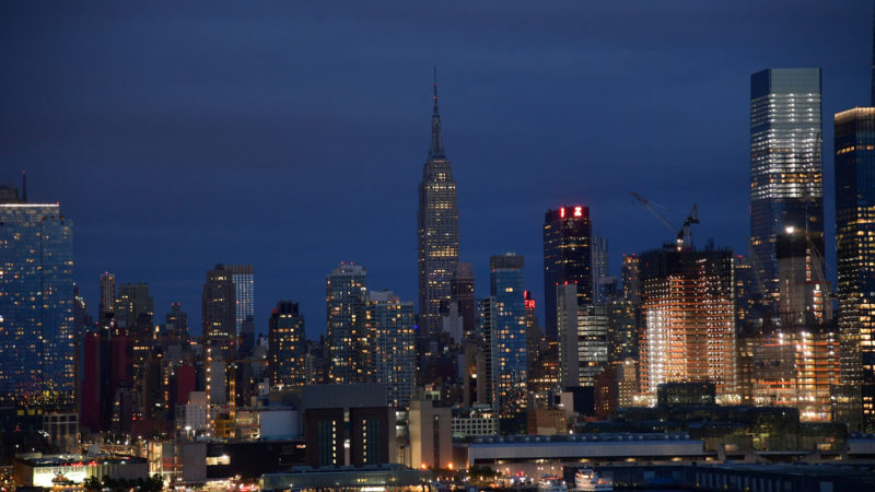 The Empire State Building goes dark for a 2nd night in a row in honor of George Floyd on June 02, 2020 as seen from Weehawken, New Jersey. Photo/RSS