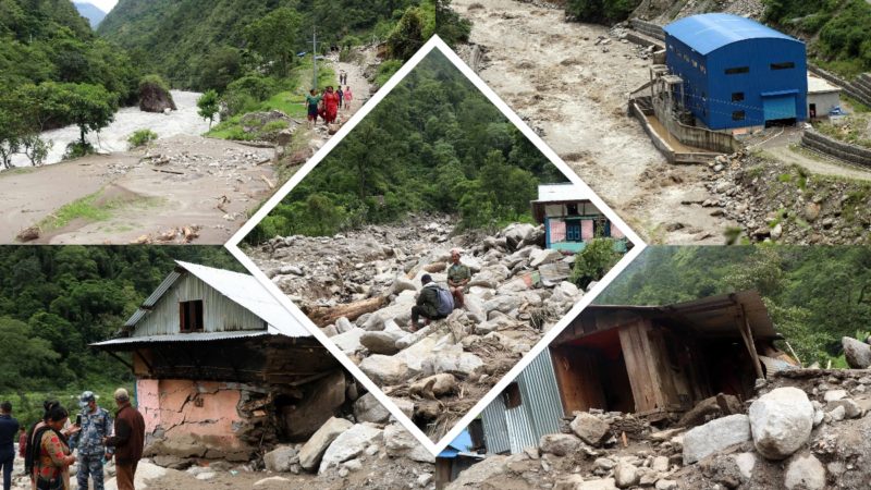 दोलखाको गौरीशंकरमा पहिरोले एकको ज्यान गयो, २१ घर विस्थापित