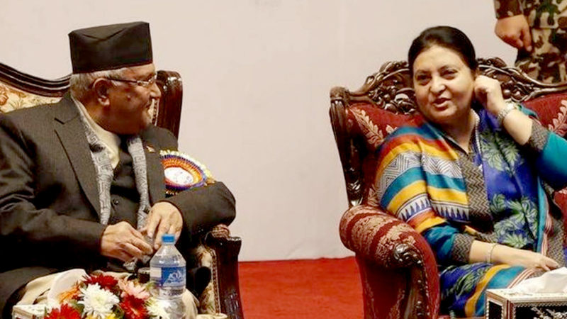 राष्ट्रपति भण्डारी र प्रधानमन्त्री ओलीबीच भेटघाट