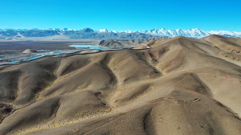 Aerial photo taken on Dec. 2, 2020 shows the scenery of Shiquanhe Township in Gar County of Ngari Prefecture, southwest China's Tibet Autonomous Region. Ngari, nicknamed the "top of the roof of the world" with an average altitude of 4,500 meters, is known for its otherworldly scenery. 