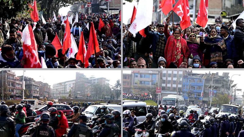 नेकपा प्रचण्ड-नेपाल समूहको जुलुसले  अस्तव्यस्त बन्यो काठमाडौंका सबै सडक