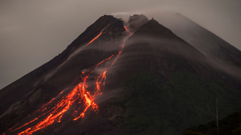 Lava flows down from the crater of Mount Merapi, Indonesias most active volcano, as seen from Kaliurang in Yogyakarta on March 1, 2021. (Photo  / RSS)