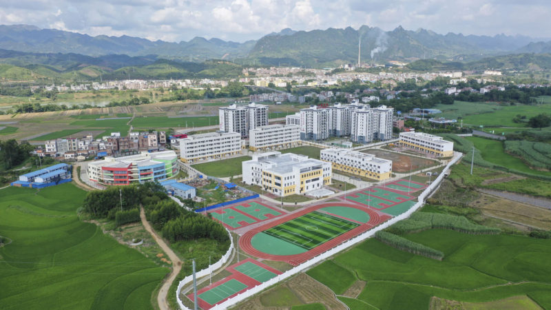 Aerial photo taken on Aug. 28, 2019 shows a government-led poverty-relief relocation site in Silin Township of Tiandong County, south China's Guangxi Zhuang Autonomous Region. (Xinhua/RSS)