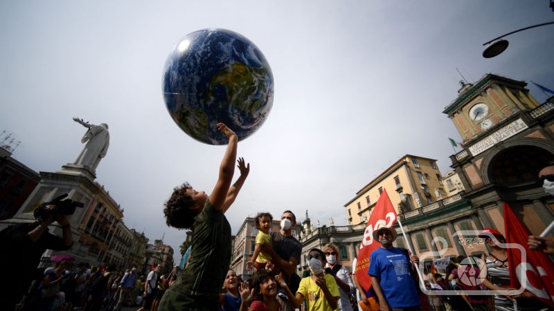 Protesters, including members of Extinction Rebellion and Fridays for Future stage a protest demanding more action as G20 climate and environment ministers hold a meeting in Naples on July 22, 2021. . (Photo  / RSS)