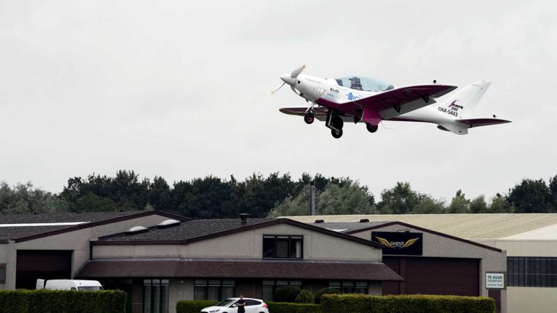 Belgian-British teenager Zara Rutherford takes off in her Shark Ultralight airplane at the Kortrijk-Wevelgem airfield in Wevelgem, Belgium, Wednesday, Aug. 18, 2021. A Belgian-British teenager took to the skies Wednesday in her quest to become the youngest woman to fly around the world solo. Nineteen-year-old Zara Rutherford took off from an airstrip in Wevelgem, Belgium, in an ultralight plane looking to break the record set by American aviator Shaesta Waiz, who set the world benchmark at age 30 in 2017. (AP Photo/Virginia Mayo)