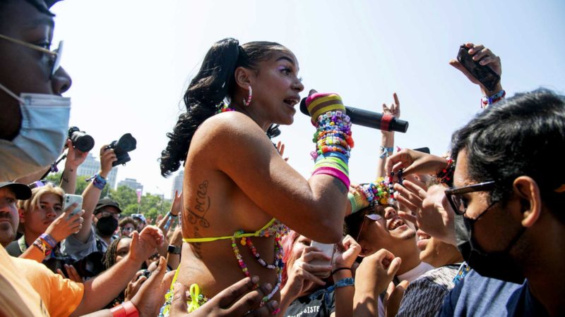 Princess Nokia performs on day four of the Lollapalooza Music Festival on Sunday, Aug. 1, 2021, at Grant Park in Chicago. (Photo by Amy Harris/Invision/AP)