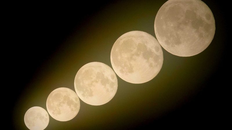 (210922) -- BRUSSELS, Sept. 22, 2021 (Xinhua) -- This multiple-exposure photo taken on Sept. 21, 2021 shows a full moon in Brussels, Belgium. (Xinhua/Zhang Cheng)