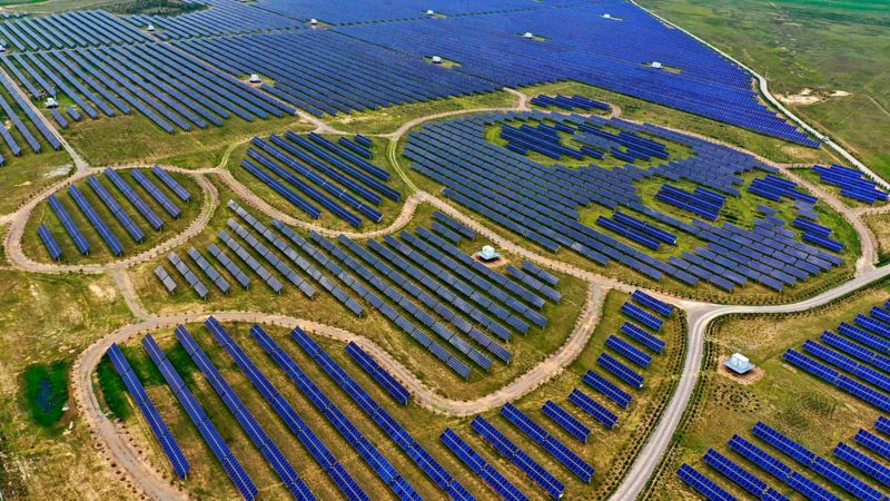 (210904) -- TAIYUAN, Sept. 4, 2021 (Xinhua) -- Aerial photo taken on Aug. 3, 2021 shows a photovoltaic power station in Yunzhou District of Datong City, north China's Shanxi Province. (Xinhua/Cao Yang)