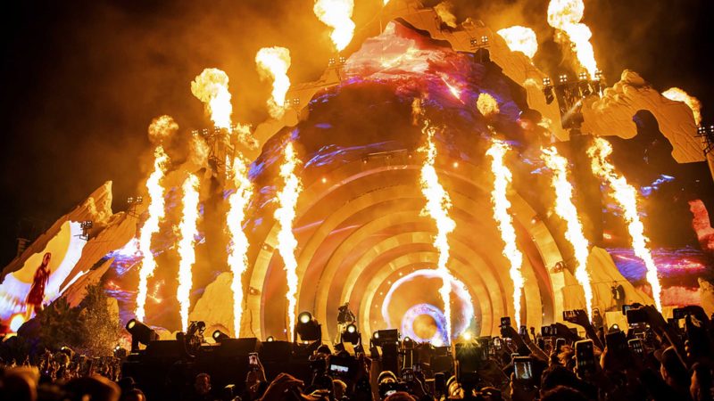 Travis Scott performs at Day 1 of the Astroworld Music Festival at NRG Park on Friday, Nov. 5, 2021, in Houston. Concertgoers have described the packed crowd growing dangerous even before headliner Travis Scott appeared on stage, and seeing people collapse while the rapper performed. (Photo by Amy Harris/Invision/AP)